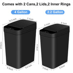 2-Pack Touchless Automatic Trash Cans with Motion Sensor – 2.2 & 4 Gallon