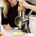 5-Blade Rotary Cheese Grater & Vegetable Slicer – Manual Hand Crank Kitchen Chopper