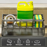 Kitchen Sink Organizer with Tilted Drain Tray – Stainless Steel Sponge & Brush Holder
