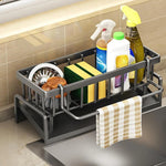 Kitchen Sink Organizer with Tilted Drain Tray – Stainless Steel Sponge & Brush Holder