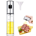 100ml Glass Olive Oil Spray Bottle with Funnel – Refillable Cooking Oil Mister & Dispenser