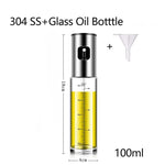 100ml Glass Olive Oil Spray Bottle with Funnel – Refillable Cooking Oil Mister & Dispenser
